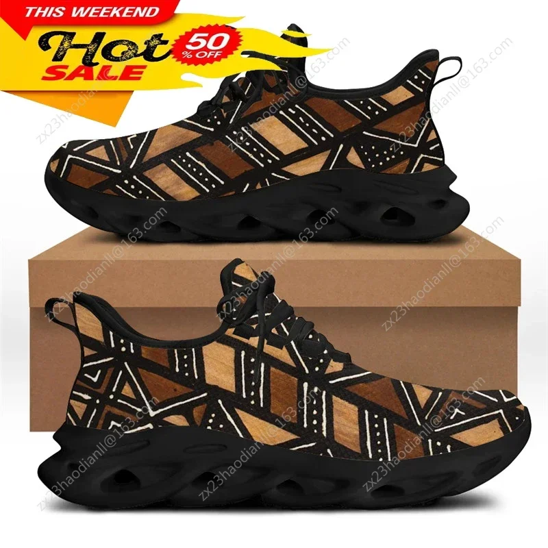 Sneakers Fashion Women - รองเท้าผ้าใบลายชนเผ่าแอฟริกันสำหรับผู้ชาย รองเท้าวิ่งแฟชั่นใหม่สำหรับผู้ชาย ควบคุมการเคลื่อนไหวได้ดี รองเท้าแบบผูกเชือก