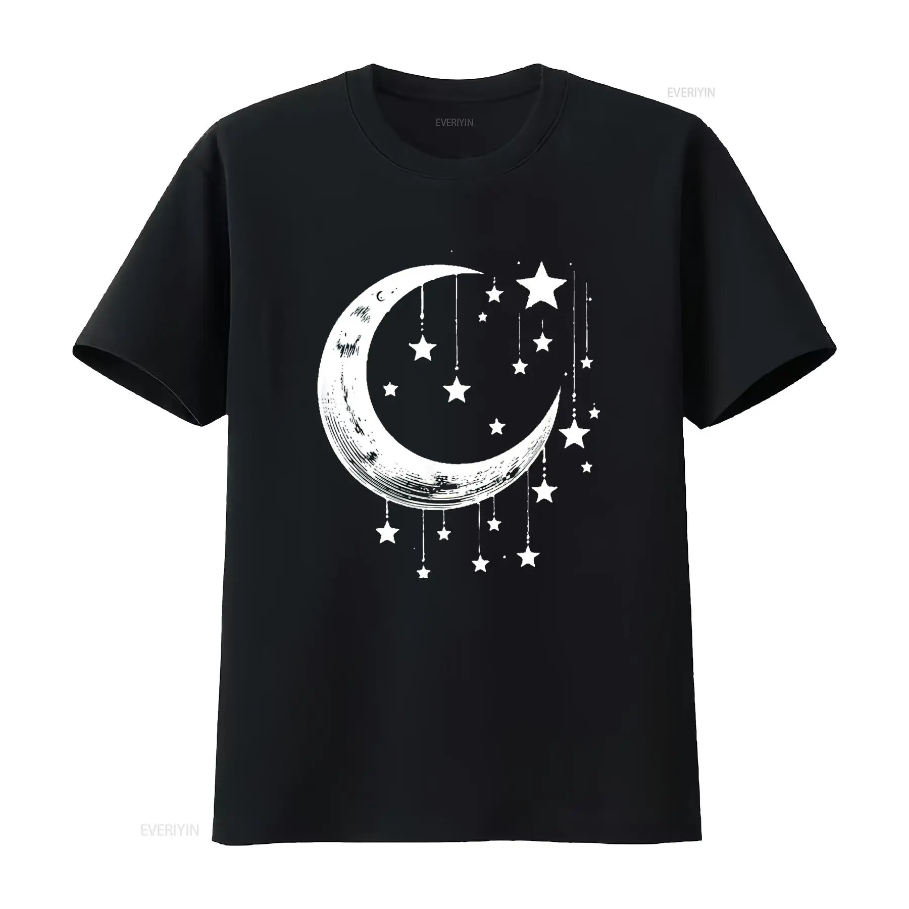 Women'S Fashion Designer Clothes - เสื้อยืดผู้หญิงลายกาแล็กซี่ ท้องฟ้ายามค่ำคืน ดวงจันทร์ ดวงดาว ลายรัก สไตล์วินเทจ