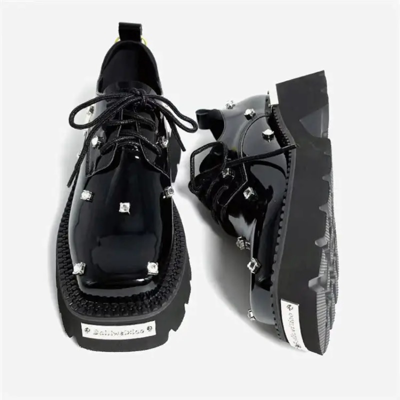 Sneakers Fashion Women - รองเท้าโลฟเฟอร์ผู้หญิงแบบคริสตัล พื้นหนา สไตล์แมรี่เจน ปี 2025 รองเท้าลำลองแบบสปอร์ต