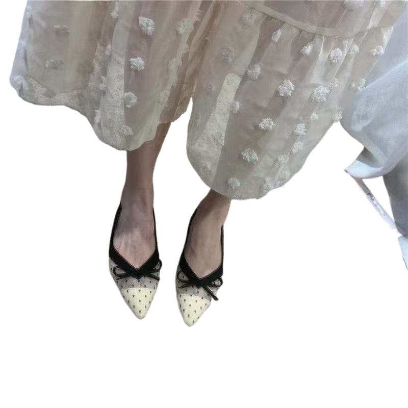 Women Fashion Trend 2026 - รองเท้าผู้หญิงลำลองแบบสวม รุ่นใหม่ประจำฤดูร้อนปี 2026 ลายจุด ผ้าตาข่าย ปลายแหลม