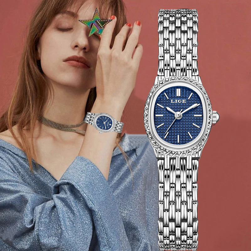 Women Fashion Simple - นาฬิกาข้อมือควอตซ์แฟชั่นหรูหราสำหรับผู้หญิง ดีไซน์เรียบหรู คลาสสิก หน้าปัดเรียบง่าย กันน้ำ สายสแตนเลส