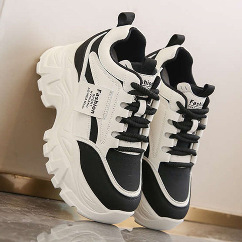 Sneakers Fashion Women - รองเท้าผ้าใบแฟชั่นใหม่ เพิ่มความสูงภายใน 8 ซม. สีขาว รองเท้าผู้หญิงลำลอง