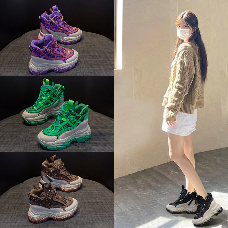 Women'S Fashion Winter 2025 - 2025 ผู้หญิง WEDGE รองเท้าผ้าใบ 8.5 ซม.Chunky