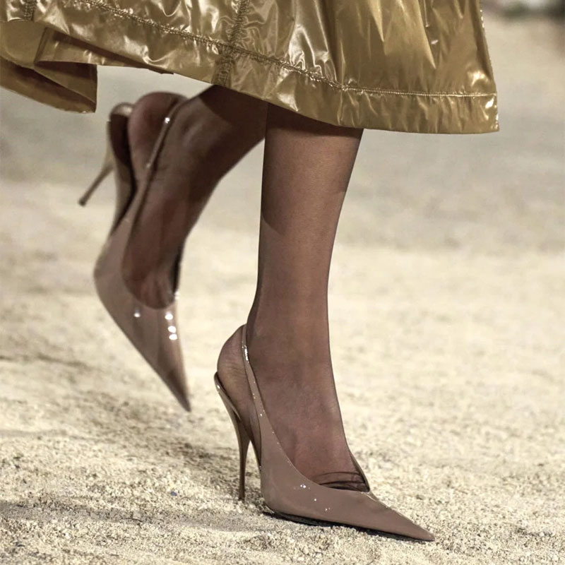 Women Fashion Trend 2026 - รองเท้าส้นสูงแบบเปิดส้น ปลายแหลม ดีไซน์เรียบง่าย สไตล์ยุโรปและอเมริกา แฟชั่นอเนกประสงค์ เหมาะสำหรับงานเลี้ยง