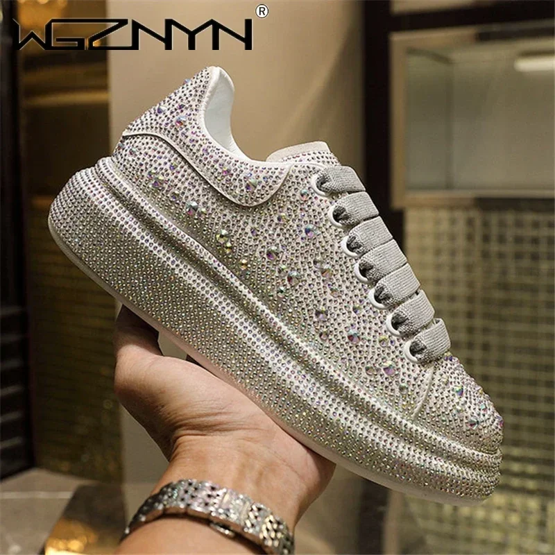 Women'S Fashion Trends 2025 - 2025 ใหม่แบรนด์แฟชั่นผู้หญิง Casual Glitter ประกายรองเท้าผ้าใบผู้หญิง Encrusted