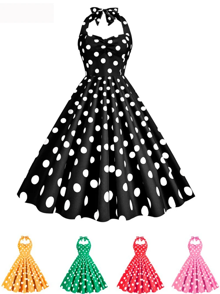Women'S Fashion In The 1950S - ชุดเดรสลายจุดสไตล์เรโทร ย้อนยุค 1950s 60s ร็อคอะบิลลี่ แบบผูกโบว์