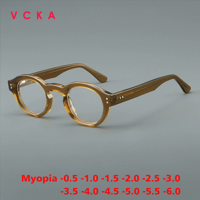 Women'S Fashion Glasses With Clear Lenses - VCKA แฟชั่นอะซิเตทกรอบแว่นสายตาสั้นคุณภาพสูงผู้ชายผู้หญิงแว่นตาเลนส์สั่งทำพิเศษ-0.50 ถึง-6.0