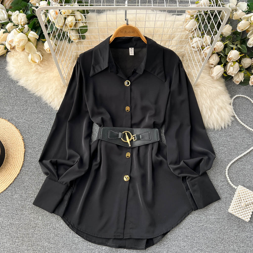 กระโปรงเอวสูงทรงเข้ารูปสำหรับผ - Belted Shirt Dress บทวิจารณ์และราคา