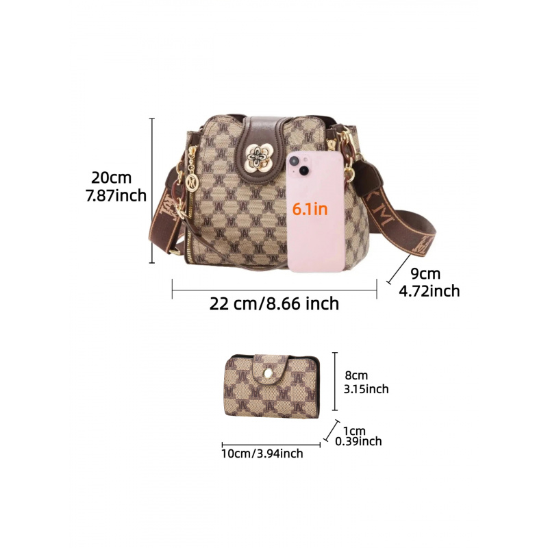 กระเป๋าสะพายไหล่พิมพ์ลายตัวอัก - Crossbody Bag Women บทวิจารณ์และราคา