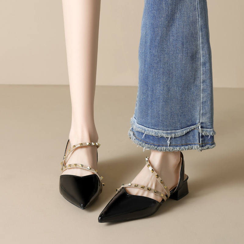 รองเท้าส้นเตี้ยแบบสวมเปิดส้นปร - Women Fashion Simple บทวิจารณ์และราคา