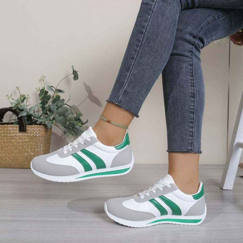 รองเท้าผ้าใบสีขาวแฟชั่นแบบผูกเ - Sneakers Fashion Women บทวิจารณ์และราคา