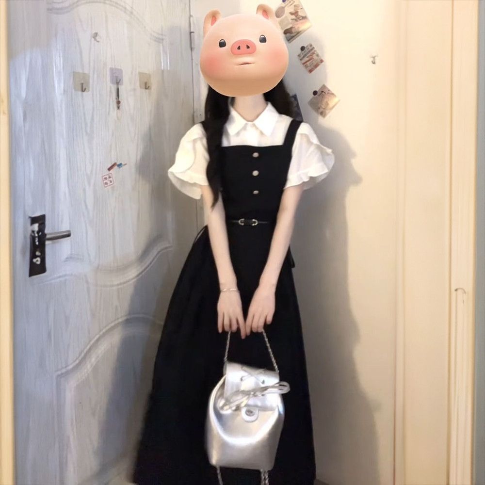 ชุดเดรสสีดำสไตล์ญี่ปุ่นแสนหวาน - Belted Shirt Dress บทวิจารณ์และราคา