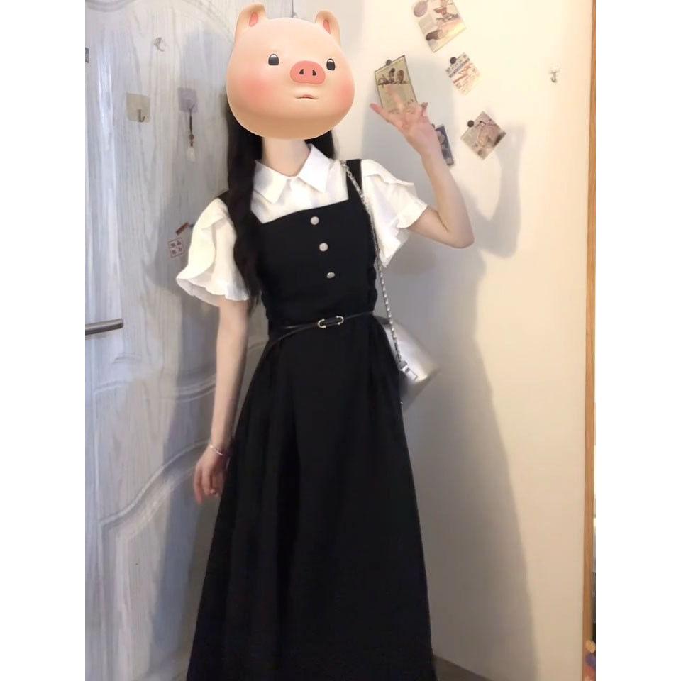ชุดเดรสสีดำสไตล์ญี่ปุ่นแสนหวาน - Belted Shirt Dress บทวิจารณ์และราคา