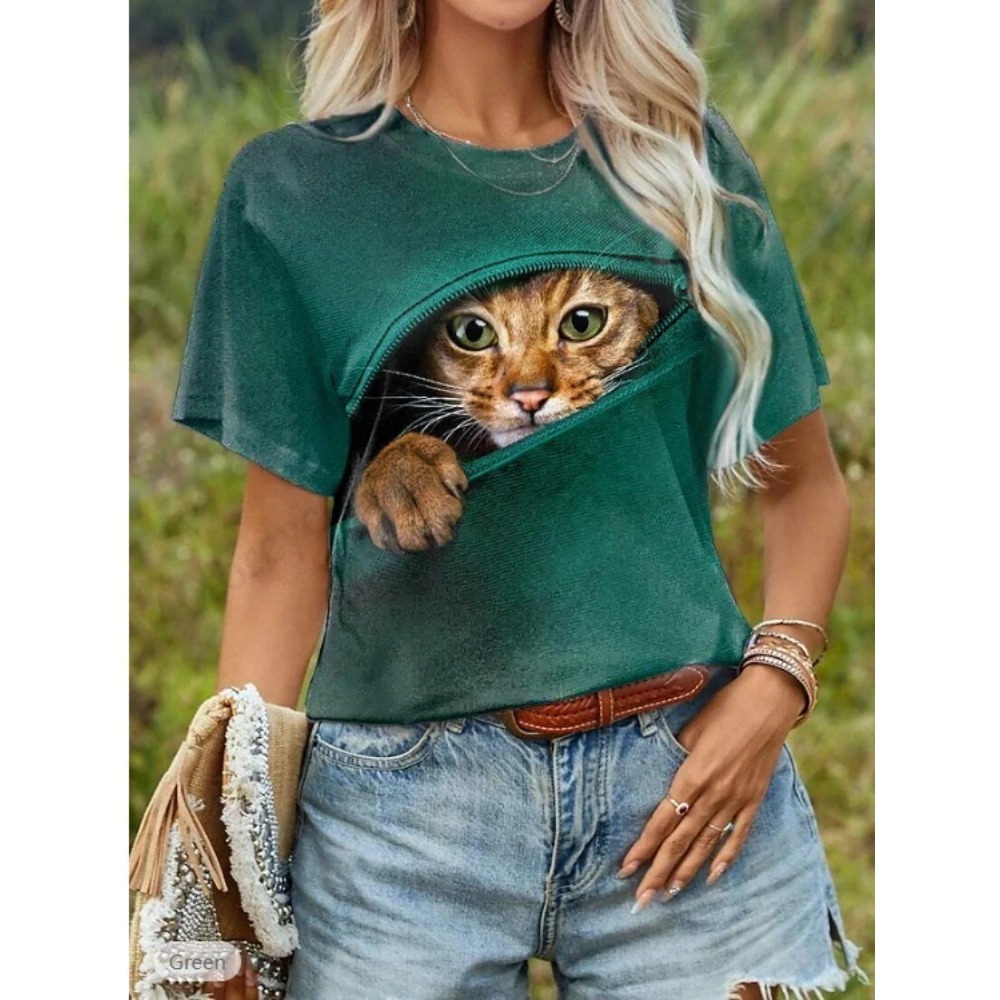 เสื้อยืดลายแมวน่ารัก พิมพ์ลาย  - Women'S Fashion Designer Clothes บทวิจารณ์และราคา
