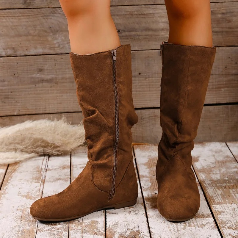 รองเท้าบูทแฟชั่นทรงสูงแบบมีซิป - Winter Fashion Women Boots บทวิจารณ์และราคา