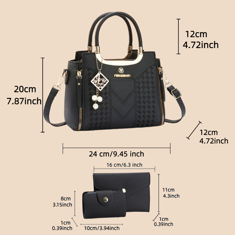 ชุดกระเป๋าถือ 3 ชิ้น ทำจากหนัง - Crossbody Bag Women บทวิจารณ์และราคา