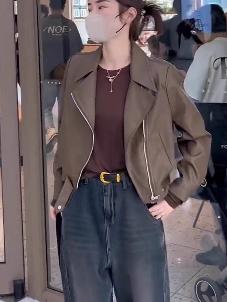 เสื้อแจ็คเก็ตหนัง PU ลำลองสำหร - Women'S Fashion Designer Clothes บทวิจารณ์และราคา