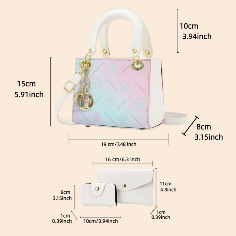ชุดกระเป๋าสะพายข้างพิมพ์ลายไล่ - Crossbody Bag Women บทวิจารณ์และราคา