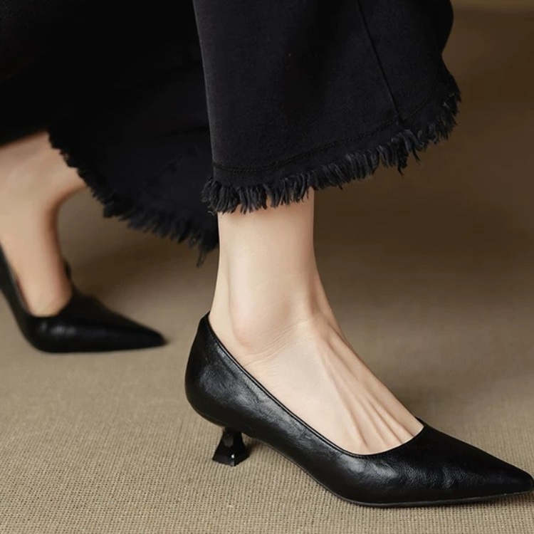 รองเท้าส้นสูงแบบสลิปออน หนังกล - Women Fashion Simple บทวิจารณ์และราคา