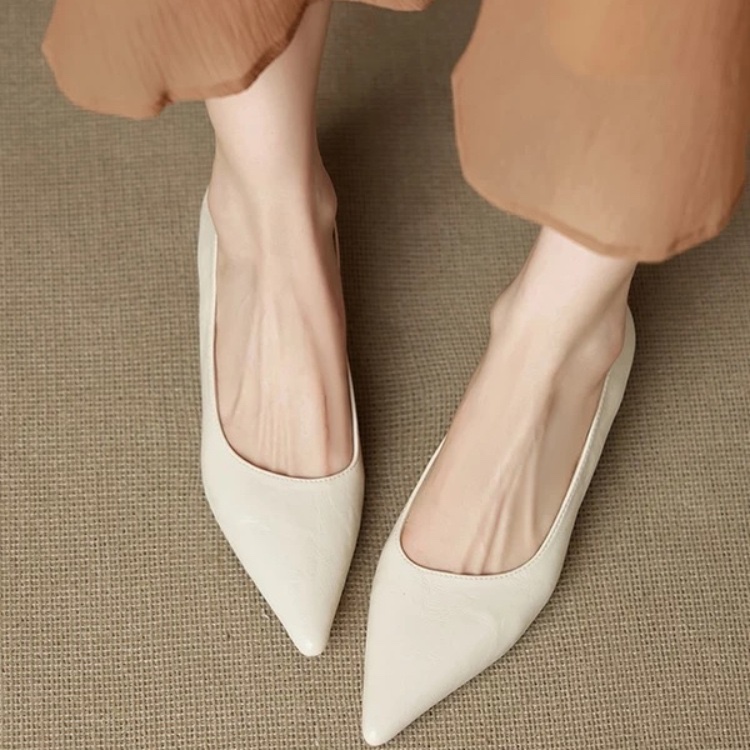 รองเท้าส้นสูงแบบสลิปออน หนังกล - Women Fashion Simple บทวิจารณ์และราคา