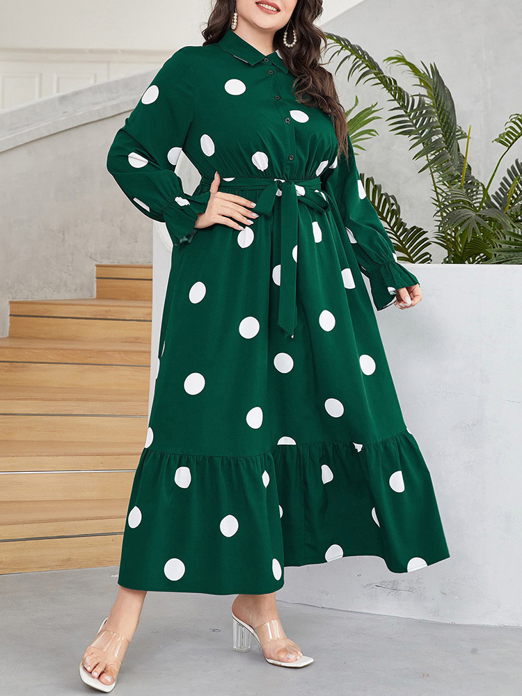 เดรสเชิ้ต GIBSIE ไซส์พลัส ลายจ - Belted Shirt Dress บทวิจารณ์และราคา