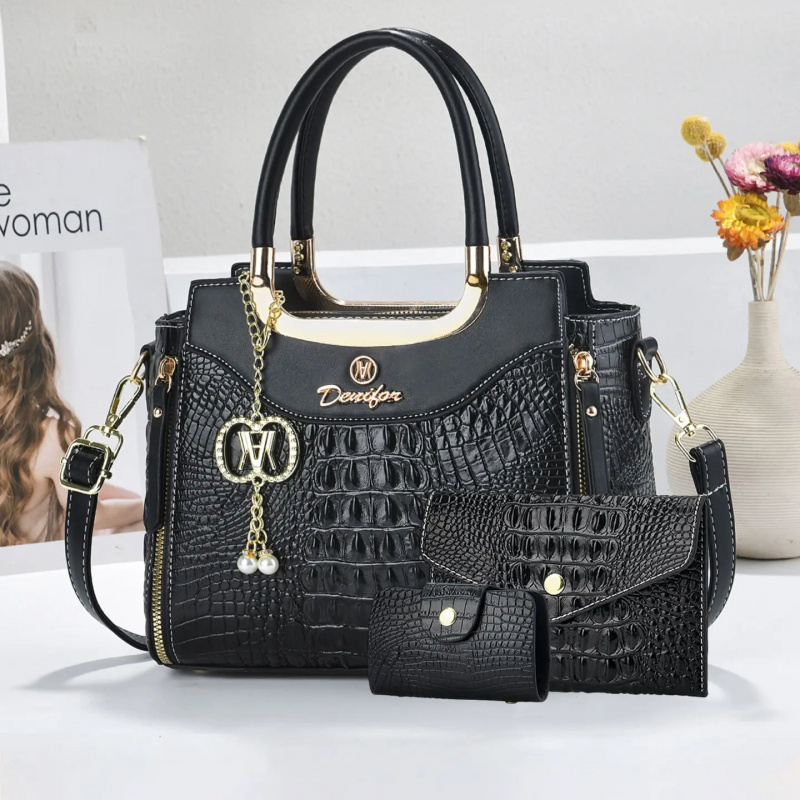 ชุดกระเป๋าถือลายหนังจระเข้สำหร - Crossbody Bag Women บทวิจารณ์และราคา