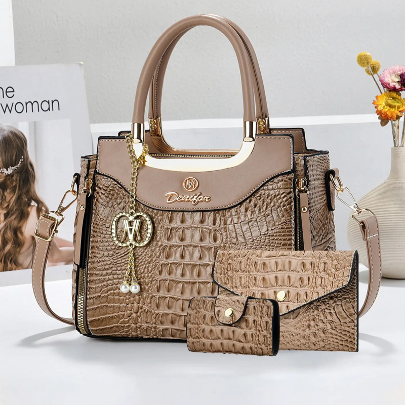 ชุดกระเป๋าถือลายหนังจระเข้สำหร - Crossbody Bag Women บทวิจารณ์และราคา