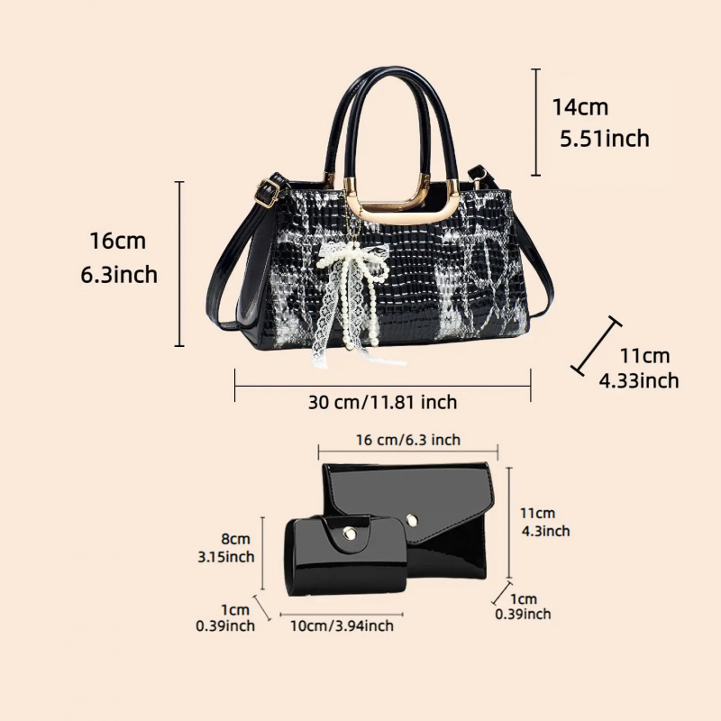 ชุดกระเป๋าถือสตรี ลายหนังจระเข - Crossbody Bag Women บทวิจารณ์และราคา