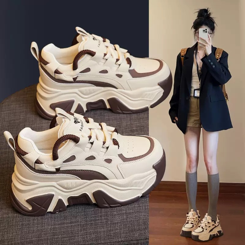 รองเท้าหนังเสริมส้นสำหรับผู้หญ - Sneakers Fashion Women บทวิจารณ์และราคา
