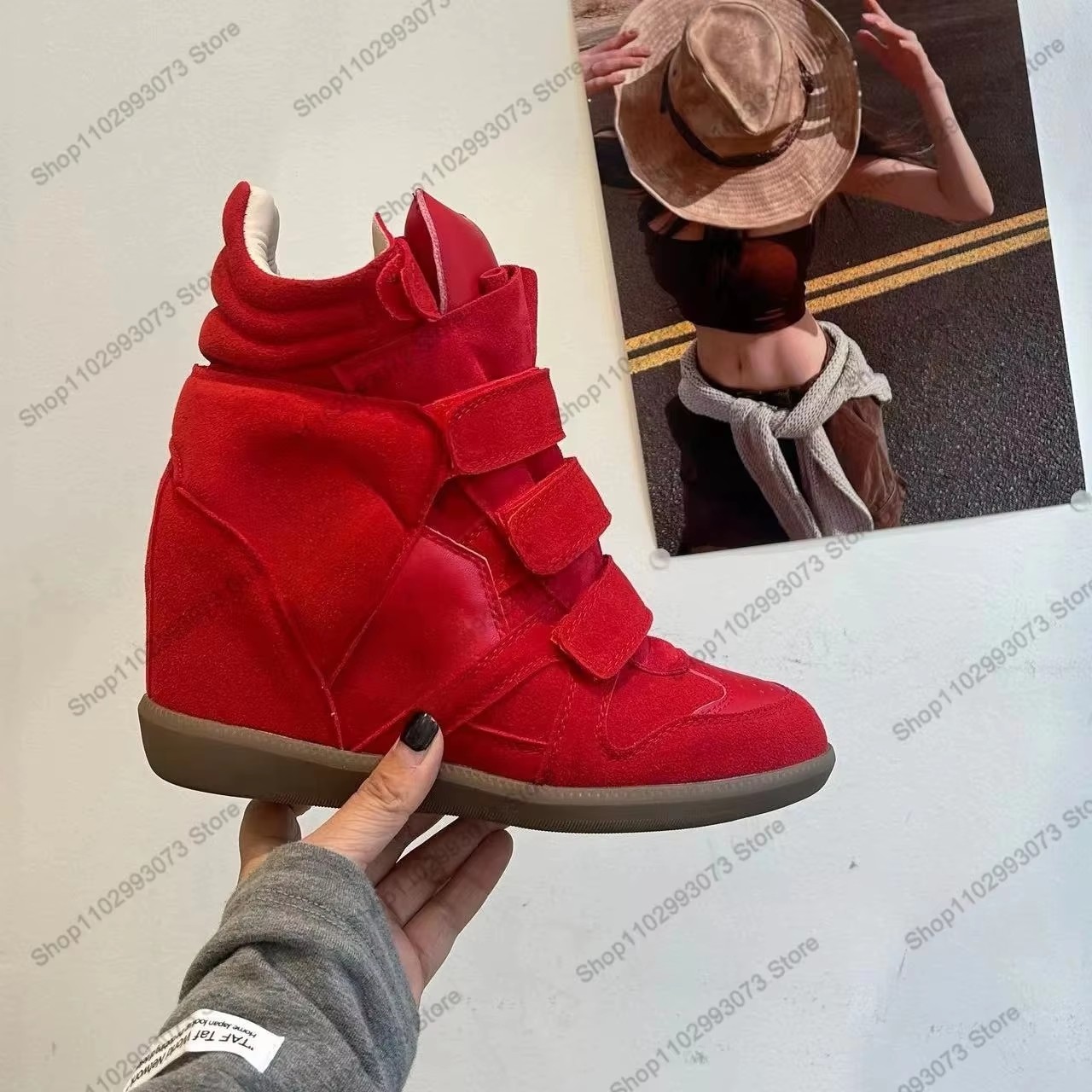 รองเท้าผ้าใบหุ้มข้อส้นลิ่มซ่อน - Sneakers Fashion Women บทวิจารณ์และราคา